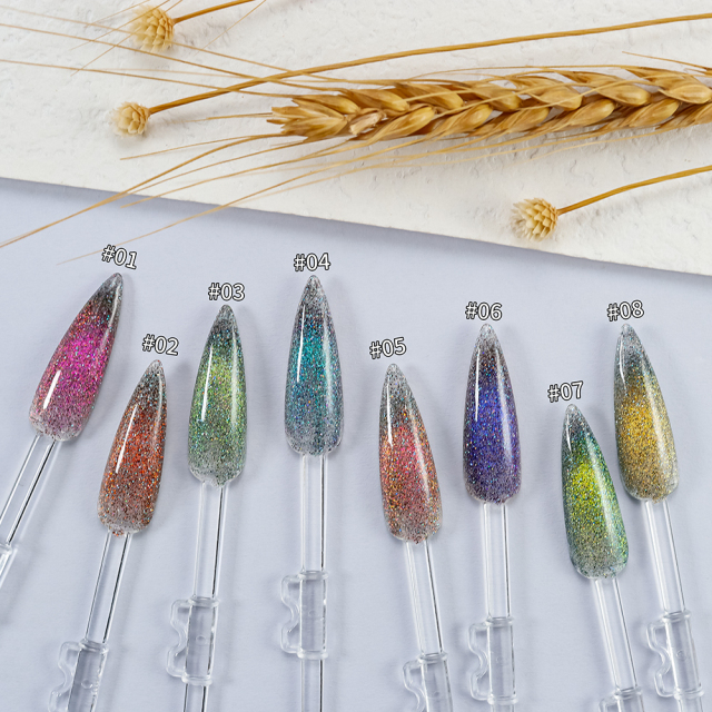 rainbow glitter 9D cat eye