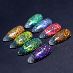rainbow glitter 9D cat eye