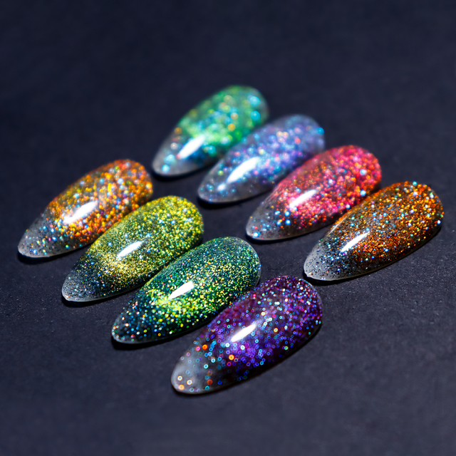 rainbow glitter 9D cat eye