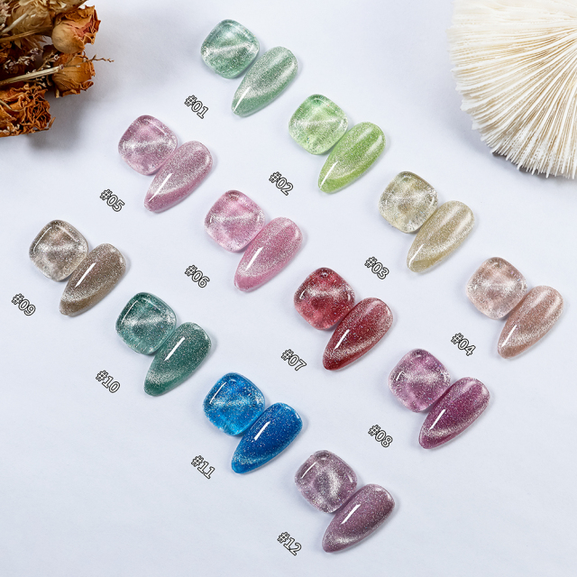 Spring and Summer ice crystal cat eye gel