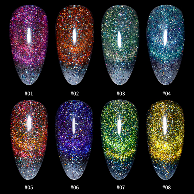 rainbow glitter 9D cat eye