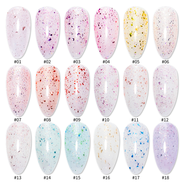 Rainbow glitter base gel