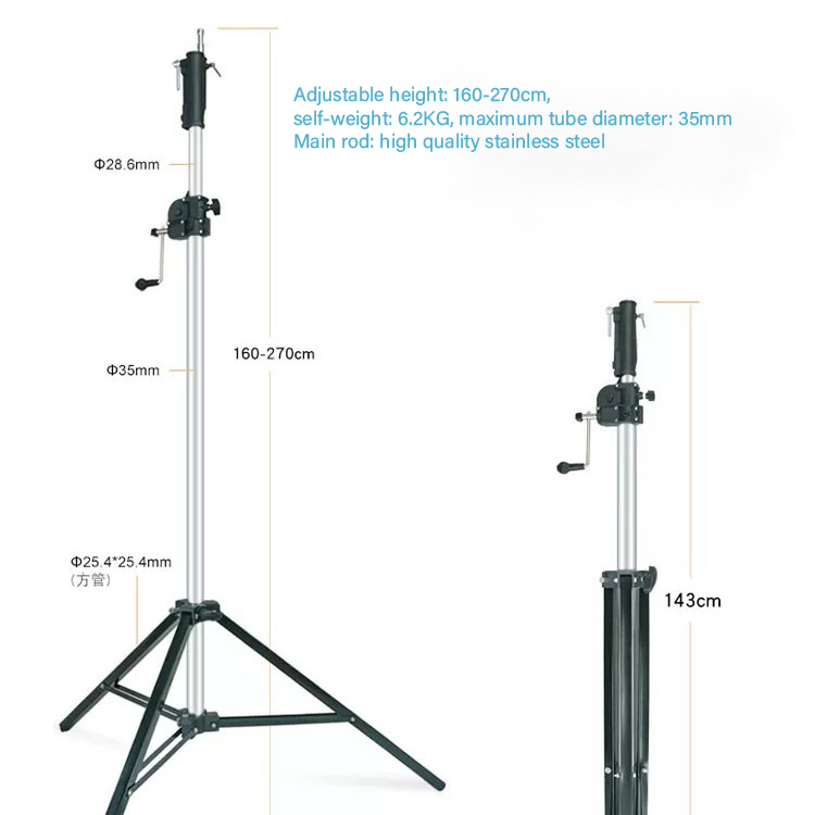 Silver Pillar 2.7m heavy duty hand-cranked lifting tripod for film and television crew studio lighting stand balanced cantilever inclined wall stand