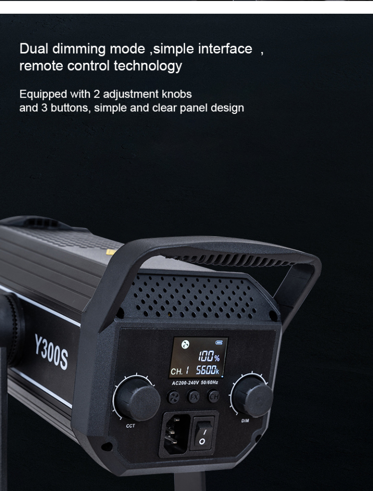 D-Pro  Y300S 300W  Video Lighting Dimmable Bi-colour Led Panel Video Light COB video Light with Remote controller