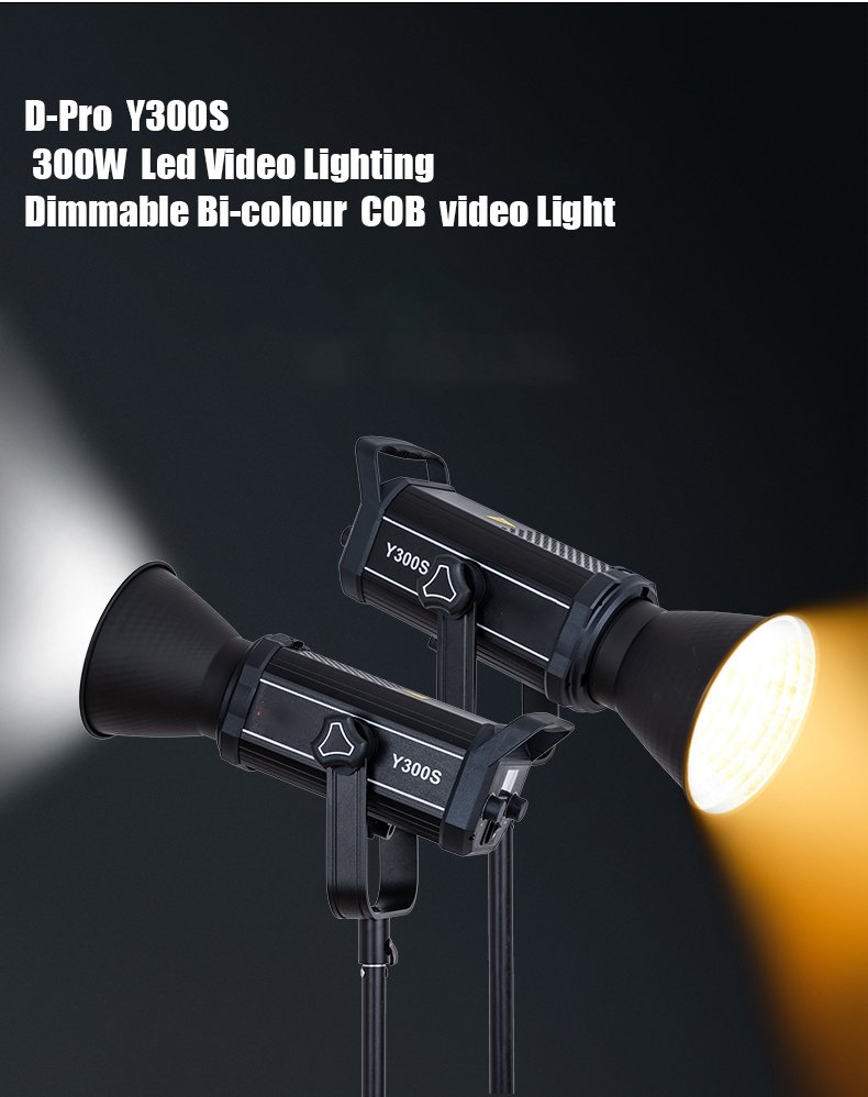 D-Pro  Y300S 300W  Video Lighting Dimmable Bi-colour Led Panel Video Light COB video Light with Remote controller