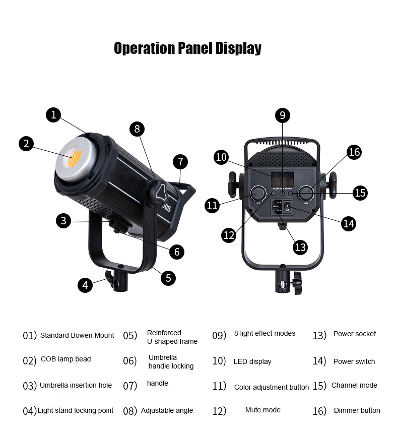 D-Pro  Y300S 300W  Video Lighting Dimmable Bi-colour Led Panel Video Light COB video Light with Remote controller