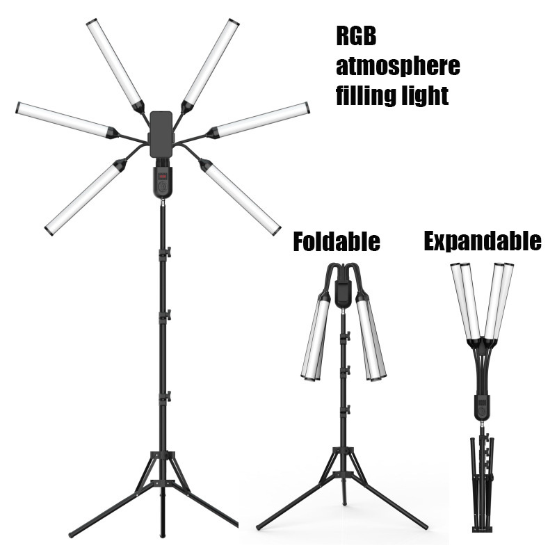 INSCINEVATIVE SUNFLOWER-RGB Six-arm live broadcast light RGB stick light mobile phone live broadcast fill light atmosphere light selfie beauty light photography light lighting