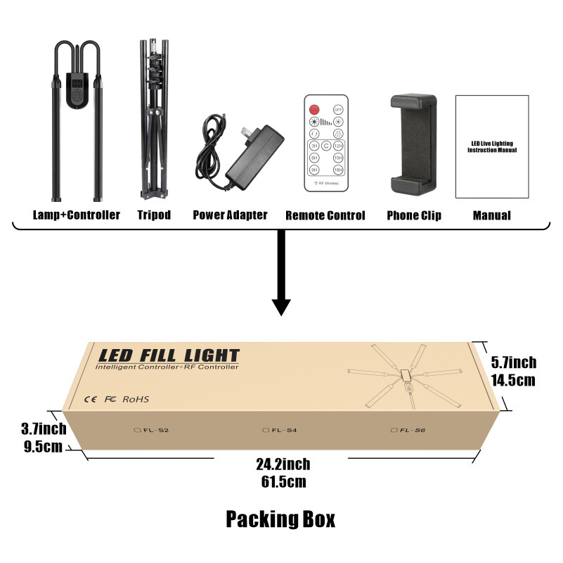 INSCINEVATIVE SUNFLOWER  Foldable six-arm live broadcast light fill light internet celebrity selfie beauty light LED photography lamp mobile phone live broadcast stand
