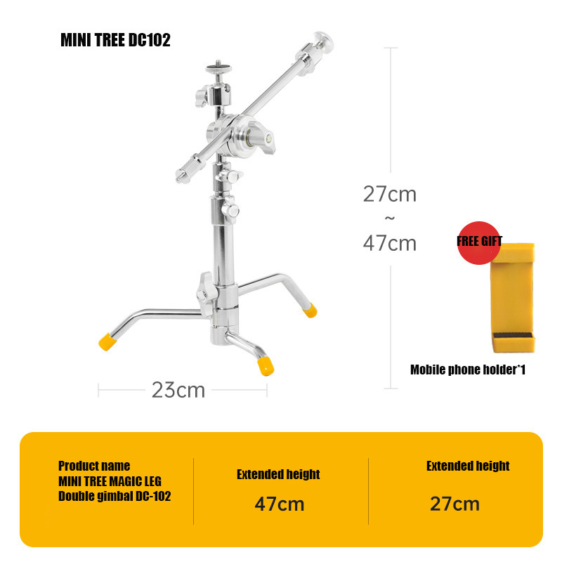 MINI TREE Mini C-Stand Magic Leg Desktop Light Stand Tripod Small Mobile Phone Stand