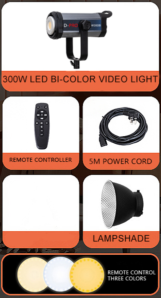 D-PRO W300Bi  300W dual color temperature photography light anchor live broadcast fill light indoor portrait photography lighting light