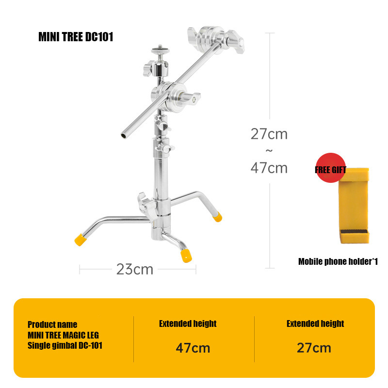 MINI TREE Mini C-Stand Magic Leg Desktop Light Stand Tripod Small Mobile Phone Stand