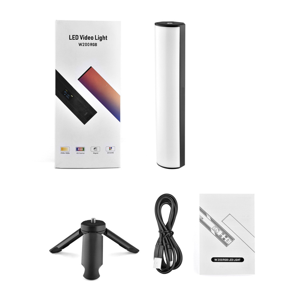 W200 RGB200W portable live fill light stick soft light color temperature camera shooting photography LED environment atmosphere light