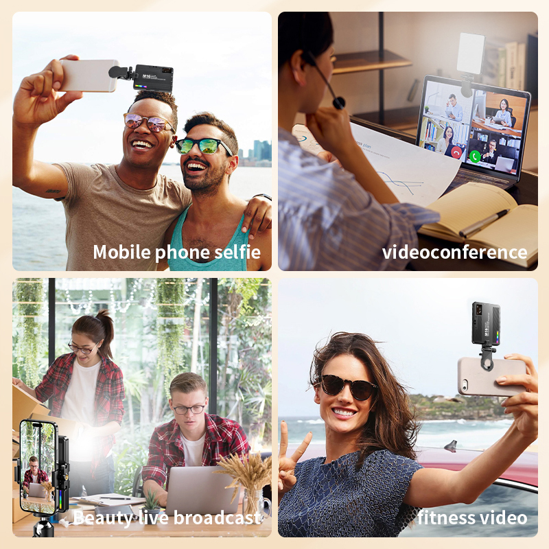 M16 Mini RGB 3000K-9000K Triple color temperature  fill light pocket light portable mobile phone stand light photo live SLR selfie vlog photography