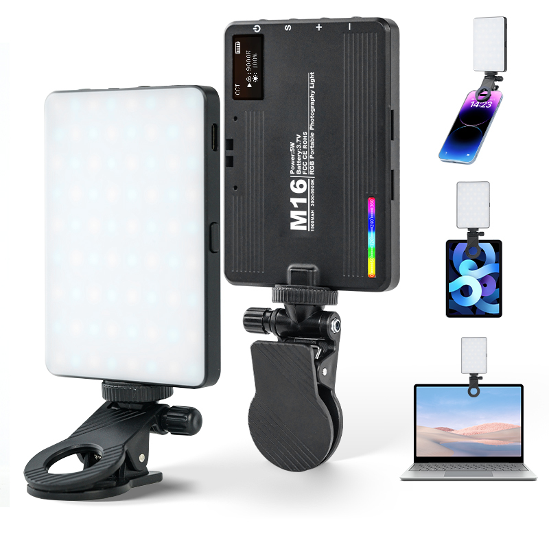 M16 Mini RGB 3000K-9000K Triple color temperature  fill light pocket light portable mobile phone stand light photo live SLR selfie vlog photography