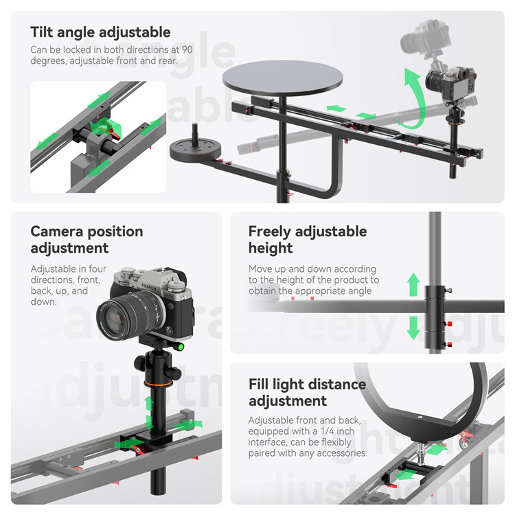 SMOOTH-360X Panoramic shooting platform metal 360 degree rotating shooting platform mobile phone camera product video surround shooting platform for merchandise, jewelry, and product display