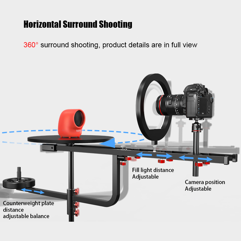 SMOOTH-360X Panoramic shooting platform metal 360 degree rotating shooting platform mobile phone camera product video surround shooting platform for merchandise, jewelry, and product display