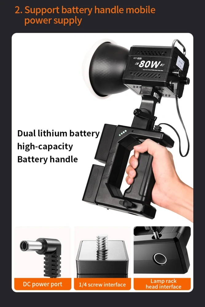 ZU-80  80W handheld outdoor light COB high-power fill light photography light professional video shooting stage lighting live Video light