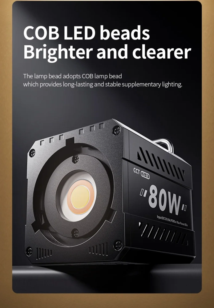 ZU-80  80W handheld outdoor light COB high-power fill light photography light professional video shooting stage lighting live Video light