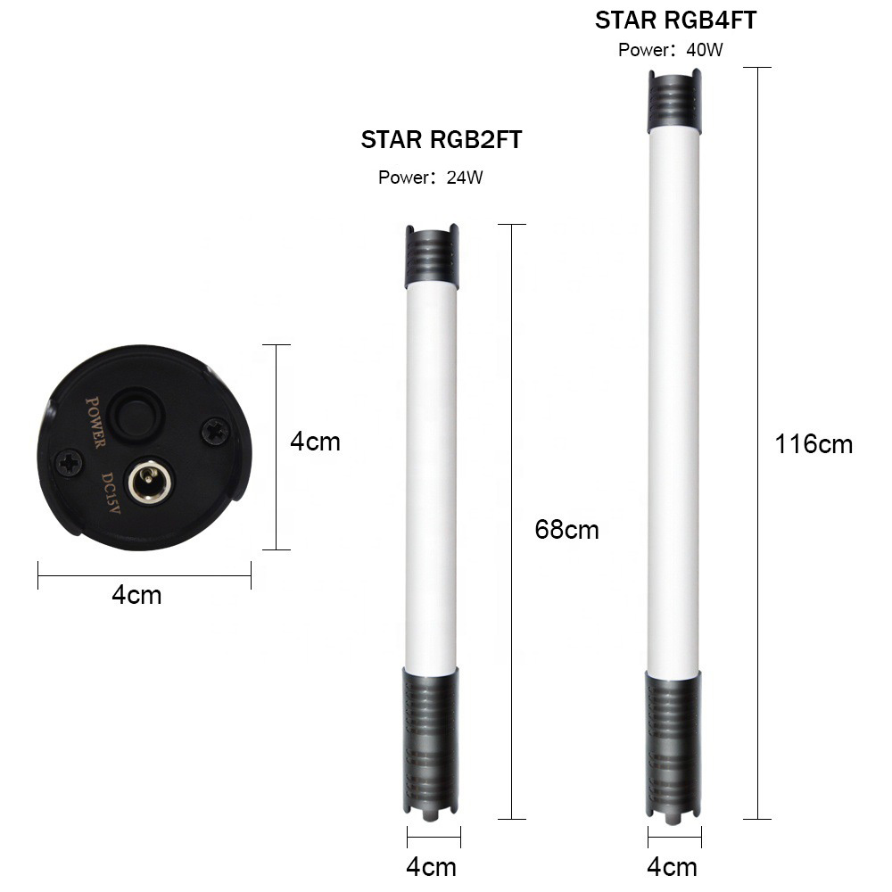 STAR RGB 2FT &4FT 2800k-9999K LED RGB Colorful TUBE FILL LIGHT VIDEO  LIGHT  WITH COLOR EFFECT APP/DMX CONTROL
