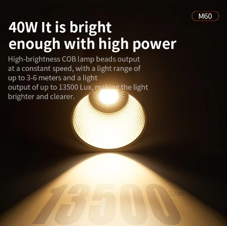 M60 Handle Photo Studio Light COB Bi-Color CCT 2500-8500K CRI≥95 TLCI≥97 With diffuser LED Video Lights Vlog Shoot Fill Lighting