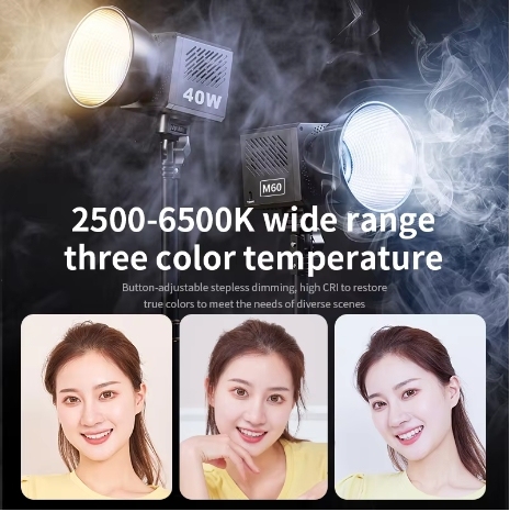 M60 Handle Photo Studio Light COB Bi-Color CCT 2500-8500K CRI≥95 TLCI≥97 With diffuser LED Video Lights Vlog Shoot Fill Lighting