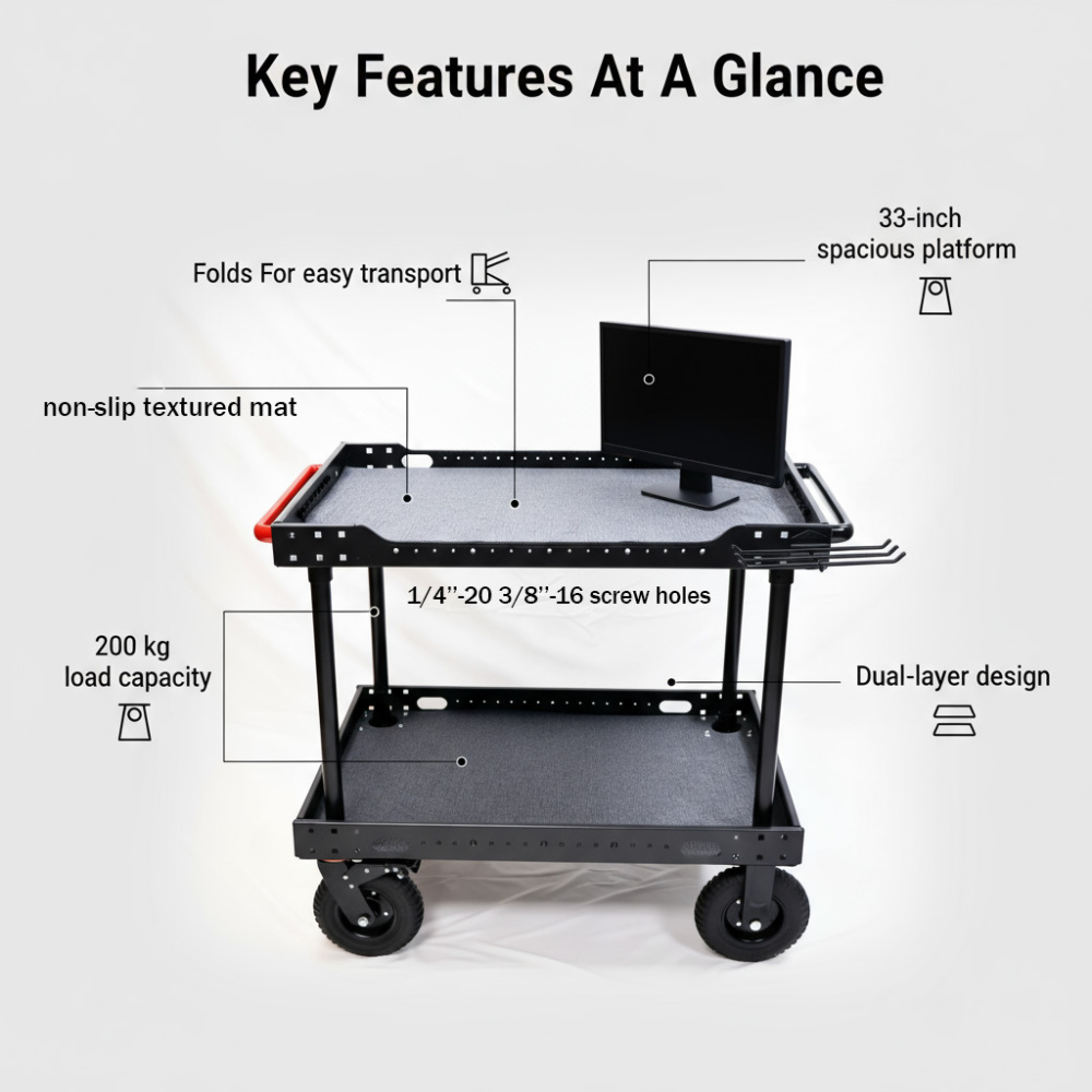 SR INSCINEVATIVE AURA CART  33" 200KG payload collapsible portable film cart, camera cart mobile workstation