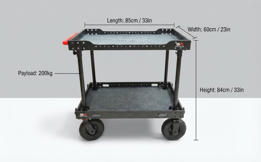 SR INSCINEVATIVE AURA CART PRO  33" 200KG payload collapsible portable film cart with 8 inches pneumatic inflatable wheels , camera cart mobile workstation