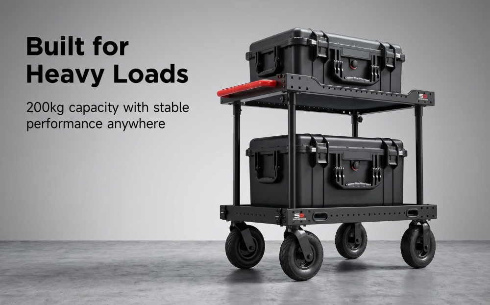 SR INSCINEVATIVE AURA CART PRO  33" 200KG payload collapsible portable film cart with 8 inches pneumatic inflatable wheels , camera cart mobile workstation