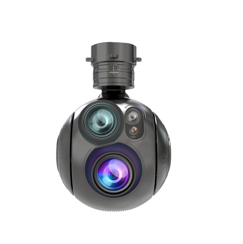 GBE-331 AI Tracking Locking with GPS Optical Zoom TV Camera Uncooled LWIR Component LRF Pod Three-Axis Three Sensor Gimbal Drone Camera