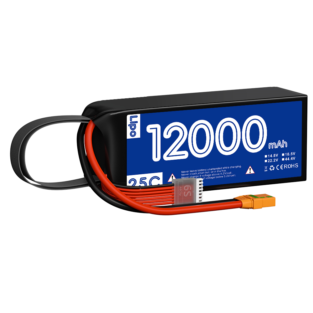GBE 12000mAh High Performance 15C-22.8V-6S Lipo Battery with XT60Plug Rechargeable FPV RC Drone Quadcopter UAV Accessories