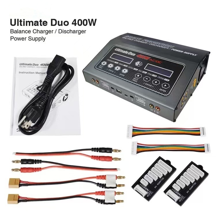D400 Ultimate 400W AC 150 Watts DC Balance Charger Discharger Twin-Channel Power Supply for 1-7S Lithium Battery UAV Helicopter