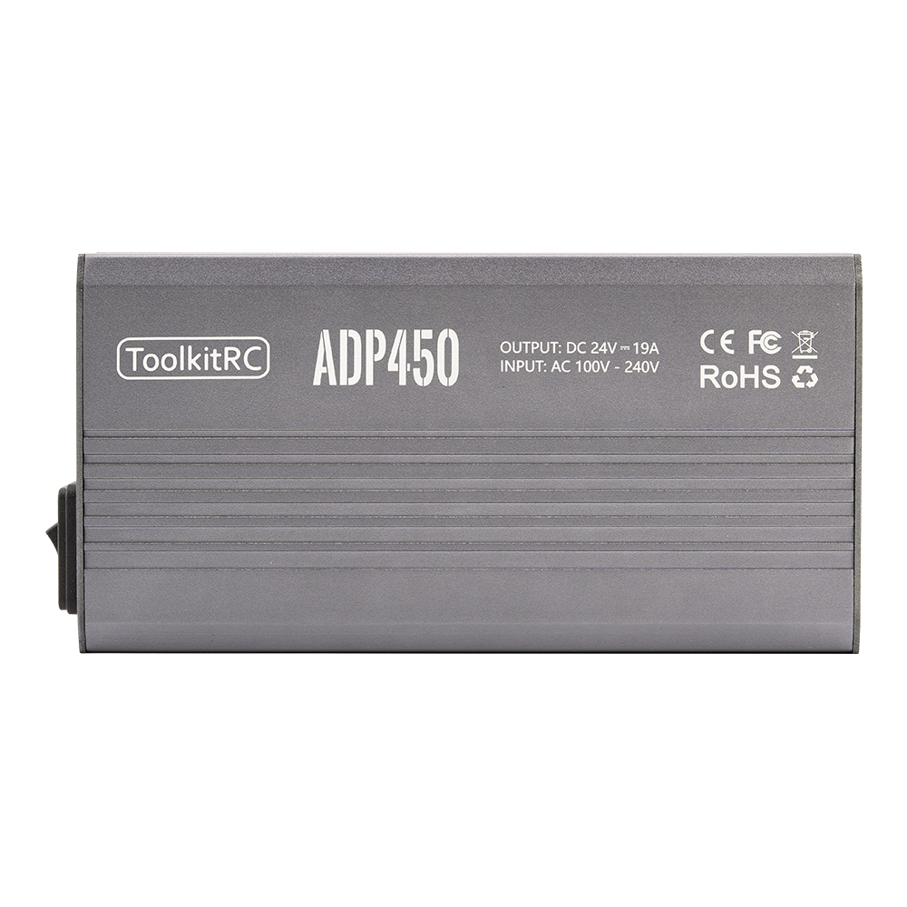 ToolkitRC ADP450 High Power Adapter 450W Output 24V19A AC Input 100V-240V XT60 Male Port M8P M8D M9 Charger Protection Plastic