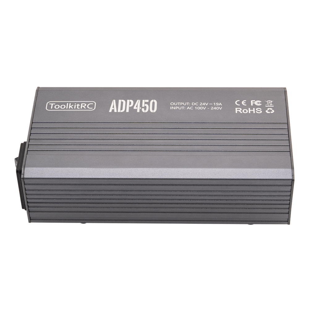 ToolkitRC ADP450 High Power Adapter 450W Output 24V19A AC Input 100V-240V XT60 Male Port M8P M8D M9 Charger Protection Plastic