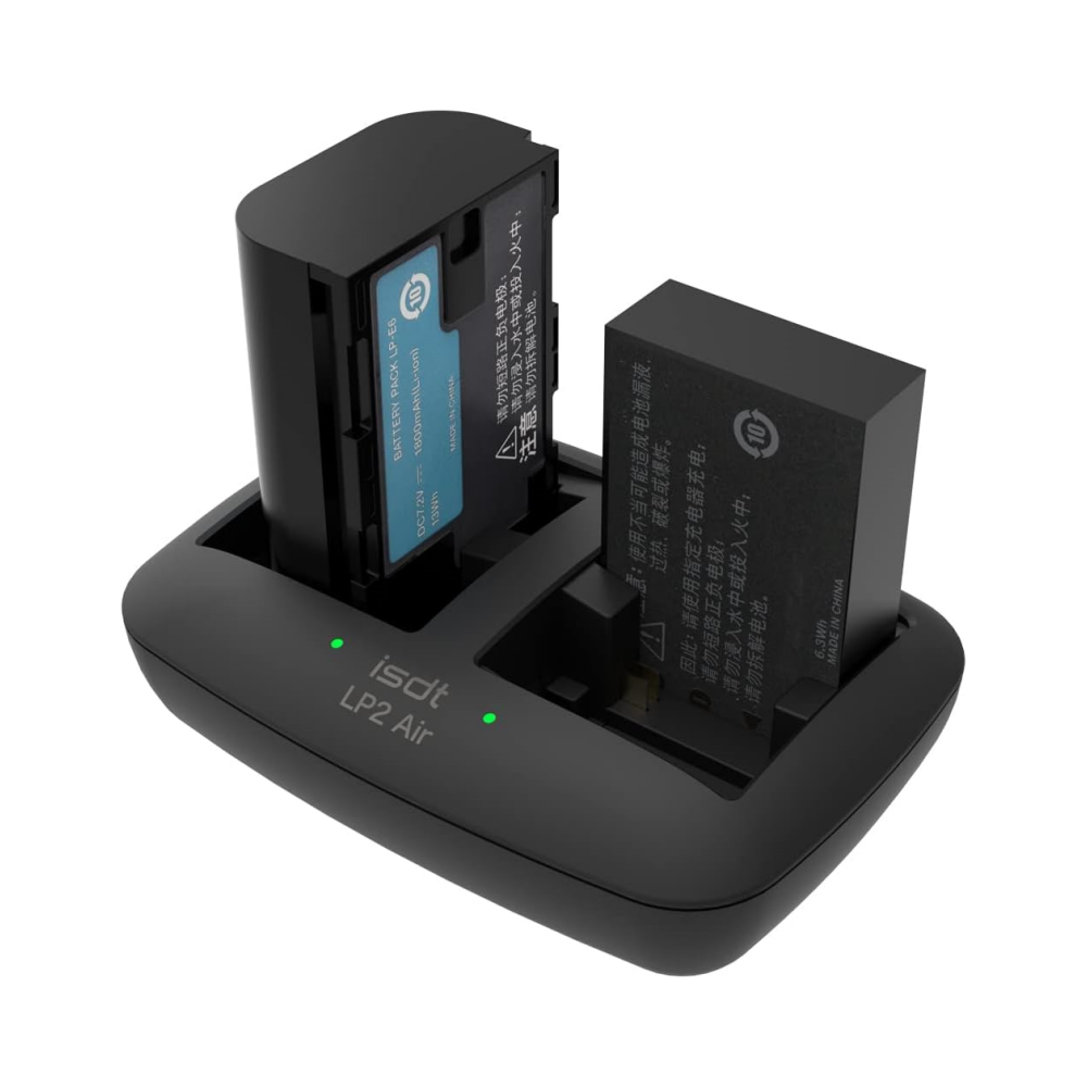 ISDT LP2 Air Dual Battery Charger Fast E12/E17 Type-C Input 25W for Canon EOS R EOS M 90 Minutes for Full Charge