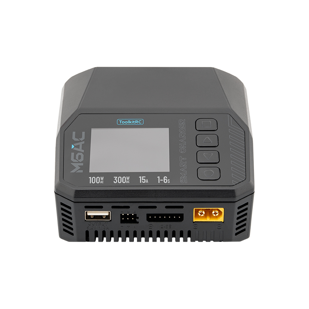 ToolkitRC M6AC 300W 1S-16S 15A Multifunctional Intelligent Balance Charger FPV Racing Drone 1S-16S Model Made Durable Plastic PC