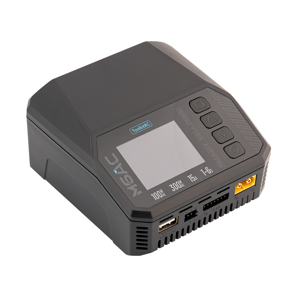 ToolkitRC M6AC 300W 1S-16S 15A Multifunctional Intelligent Balance Charger FPV Racing Drone 1S-16S Model Made Durable Plastic PC