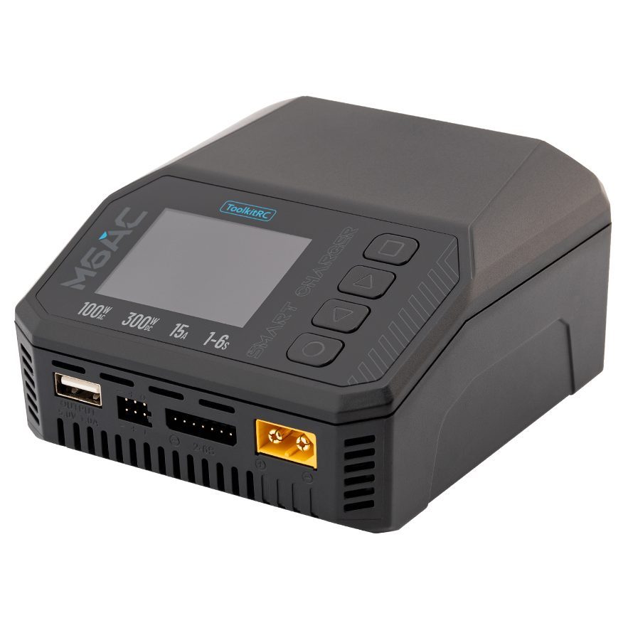 ToolkitRC M6AC 300W 1S-16S 15A Multifunctional Intelligent Balance Charger FPV Racing Drone 1S-16S Model Made Durable Plastic PC