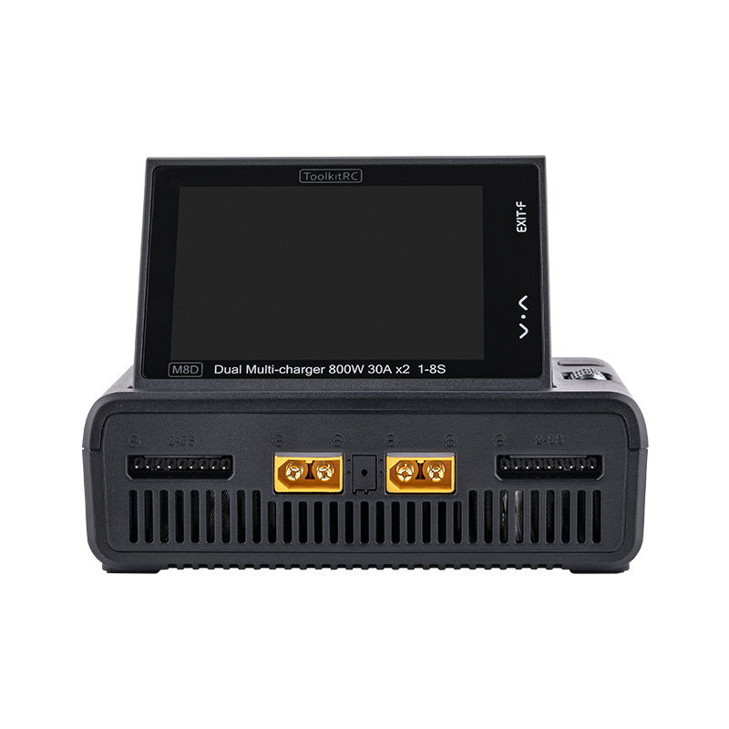ToolkitRC M8D 1600W 1-8S Dual Channel Touch Screen RC Lipo Folding LIHV Life Battery with 65W Fast Charge Made Durable Plastic