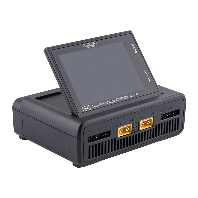 ToolkitRC M8D 1600W 1-8S Dual Channel Touch Screen RC Lipo Folding LIHV Life Battery with 65W Fast Charge Made Durable Plastic