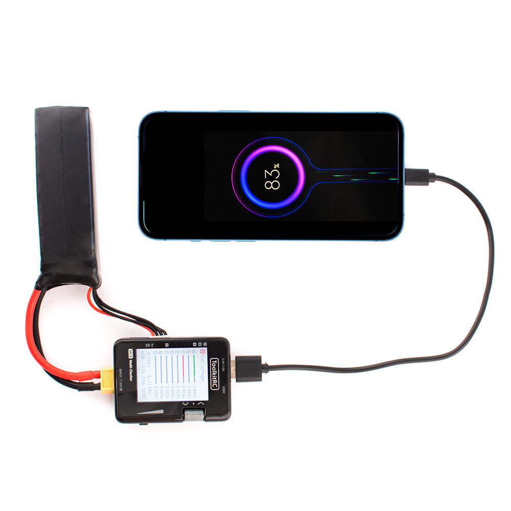 ToolkitRC MC8 Mini USB-C Fast Charging 32-Bit Servo Tester PPM SBUS Drones Multi-Tool Cell Battery Checker Plastic Mini USB-C