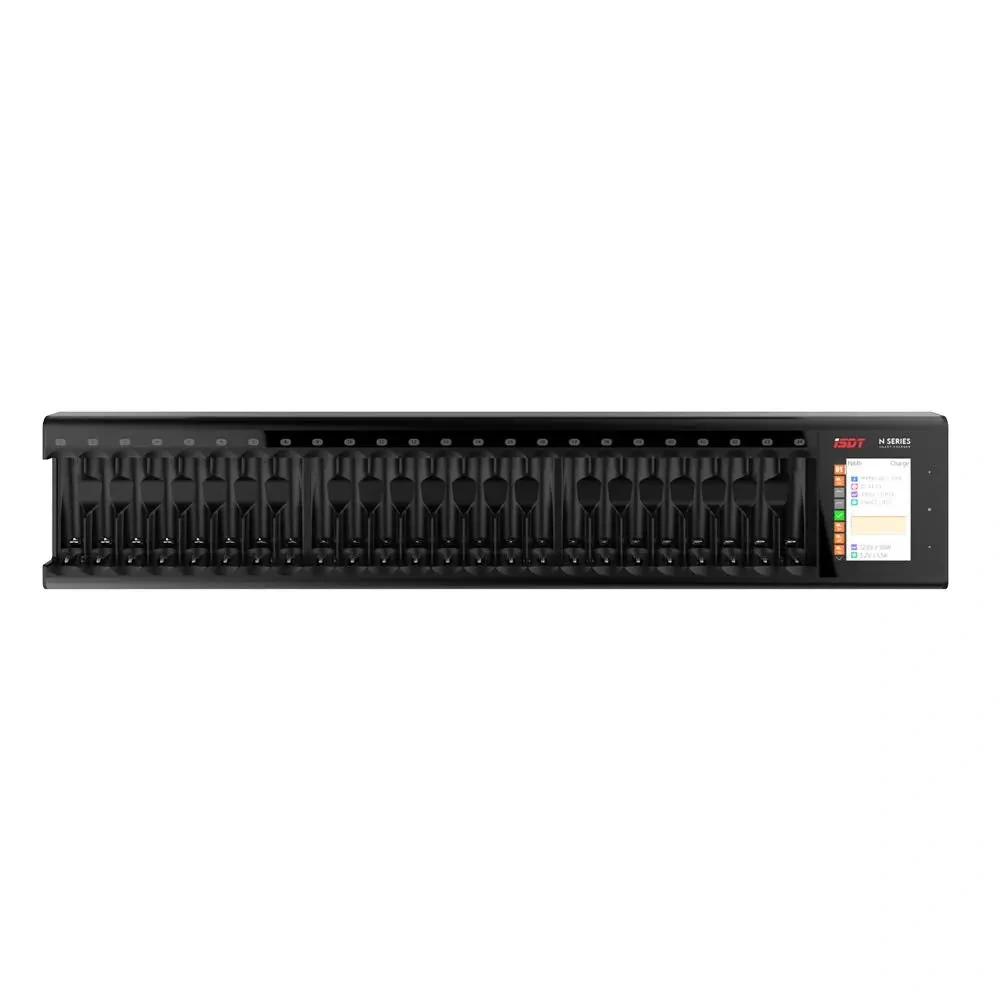 ISDT N24 24-Slot Universal Battery Charger Fast Charger LCD Display for Rechargeable AA AAA Li-ion LiHv Ni-MH Ni-Cd Nizn QC3.0