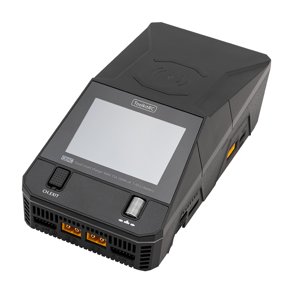 ToolkitRC Q6AC Charger for Drones Accessories 4CH Output 400W AC 1000W DC Built-in 65W USB A/TYPEC LiPo 1-6S NiMH 1-16S PB 1-10S