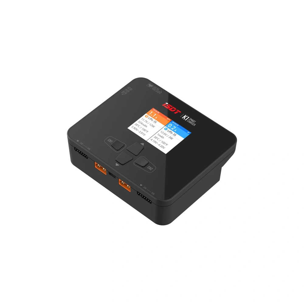 ISDT K1 DC Dual 250W Smart Charger Dual Channel 10A 2-6S AC 100~240V/DC10~30V Short Circuit Protection EU/US Socket for Drone