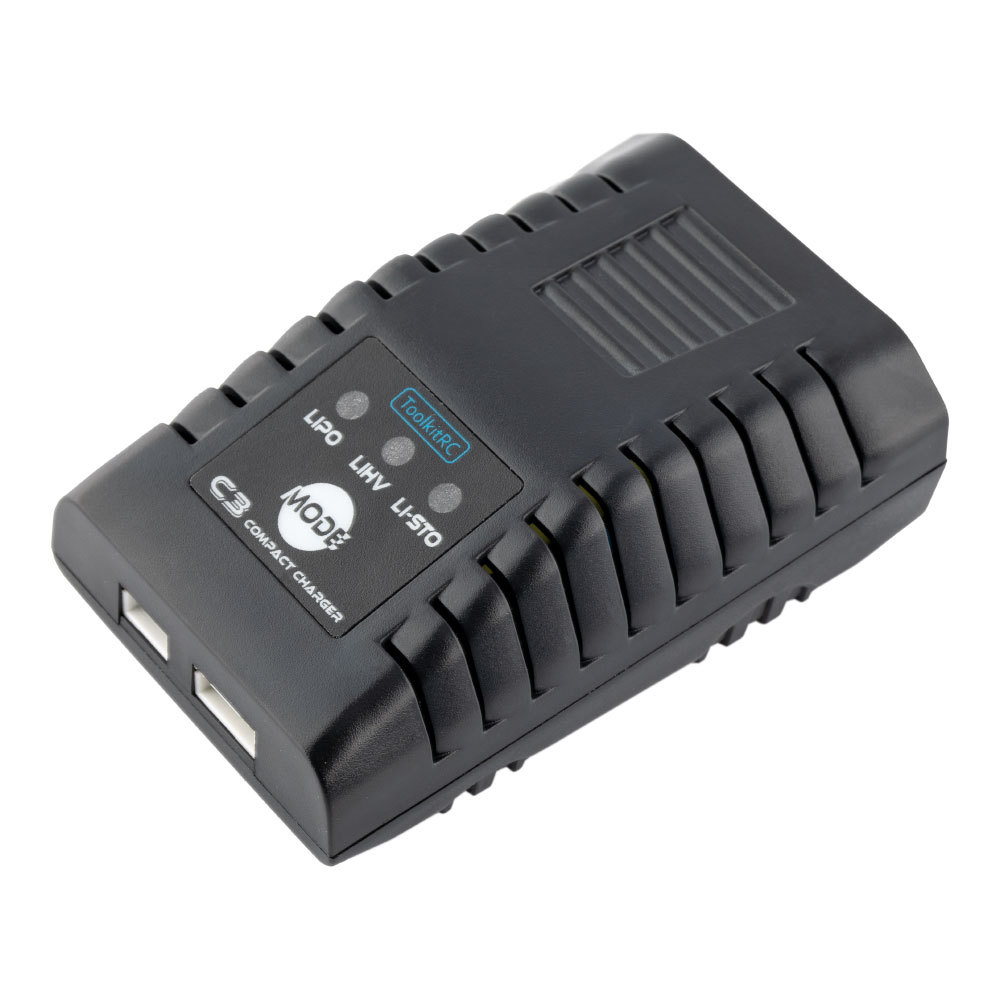 ToolkitRC C3 Compact AC Balance Charger for RC Models 2-3S Lipo LIHV One-Touch Storage Mode Plastic US EU PLUG