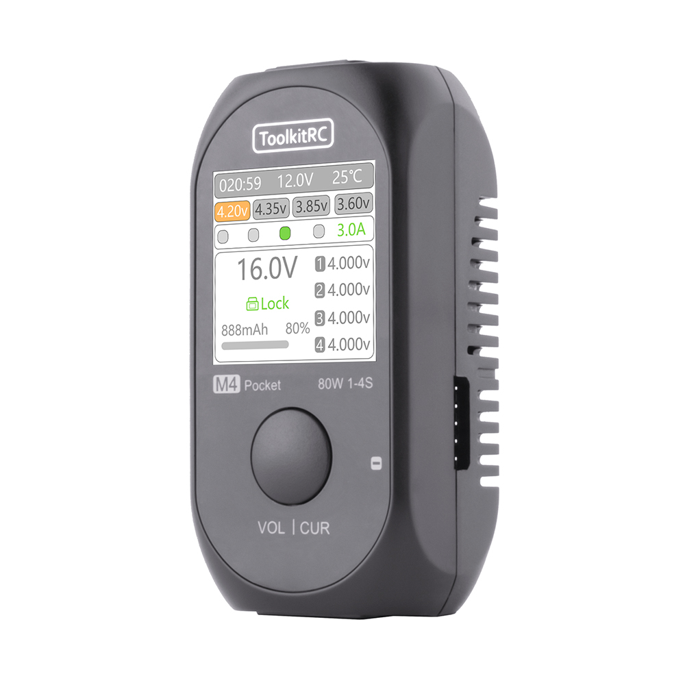 ToolkitRC M4 Pocket 80W 5A Mini Smart Charger USB-C XT60 Output 1-4S Lipo LIHv Life Battery Remote Quick Drones Accessories