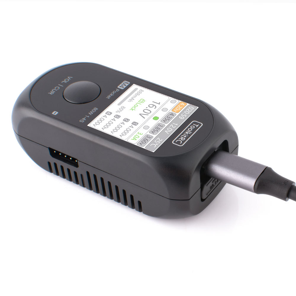 ToolkitRC M4 Pocket 80W 5A Mini Smart Charger USB-C XT60 Output 1-4S Lipo LIHv Life Battery Remote Quick Drones Accessories