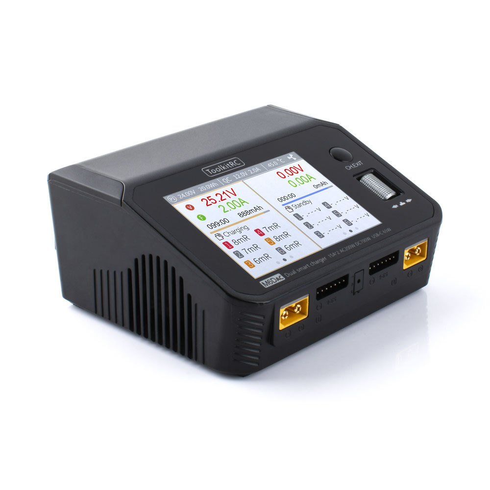 ToolkitRC M6DAC USB-C 65W QC3.0 Dual Channel Smart Lipo Battery Charger Discharger 200W DC 700W 15A*2 for Drones Accessories