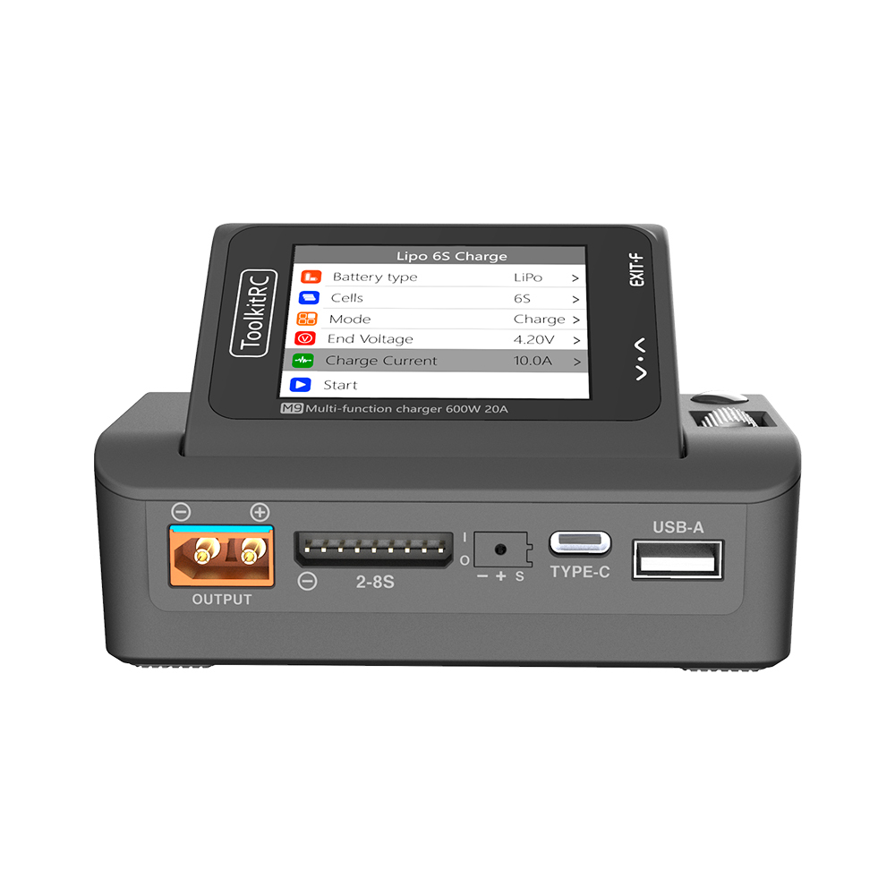 ToolkitRC M9 Multifunctional 600W DC Dual USB Fast Charging Battery Charger Plastic Voice Function 2S-8S Lipo LiHV Lion Drones