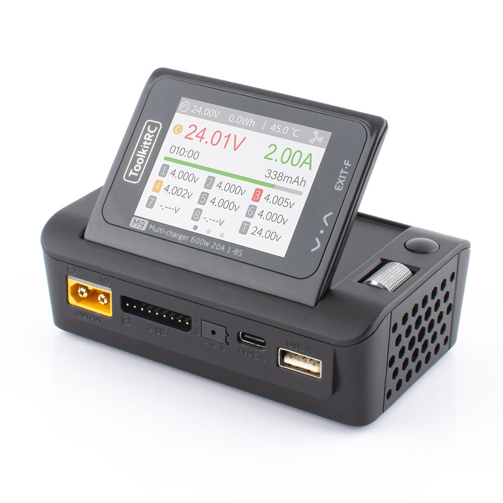 ToolkitRC M9 Multifunctional 600W DC Dual USB Fast Charging Battery Charger Plastic Voice Function 2S-8S Lipo LiHV Lion Drones