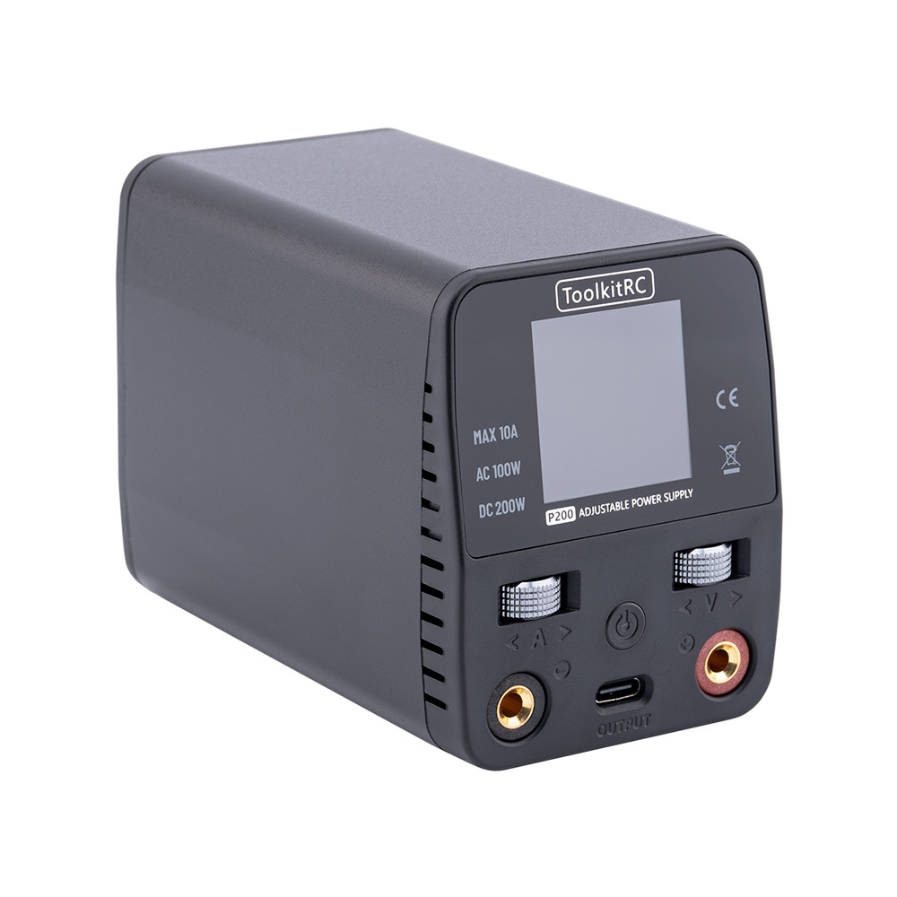 ToolkitRC P200 V2 65W Fast Charging Desktop Power Supply New Mini USB 4.0mm Banana Female Port Adjustable 1-30V Charger Adapter